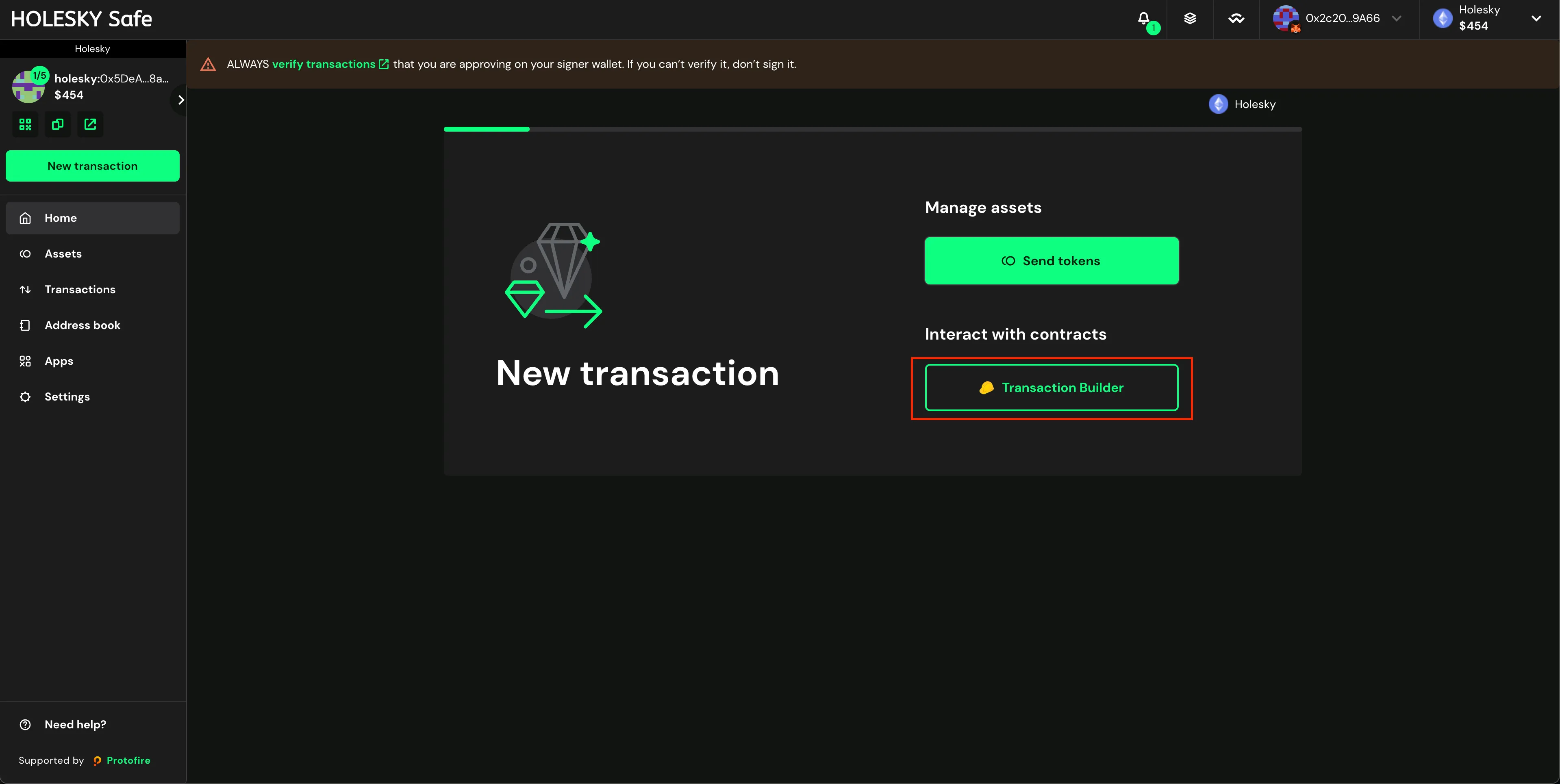Click on Transaction Builder